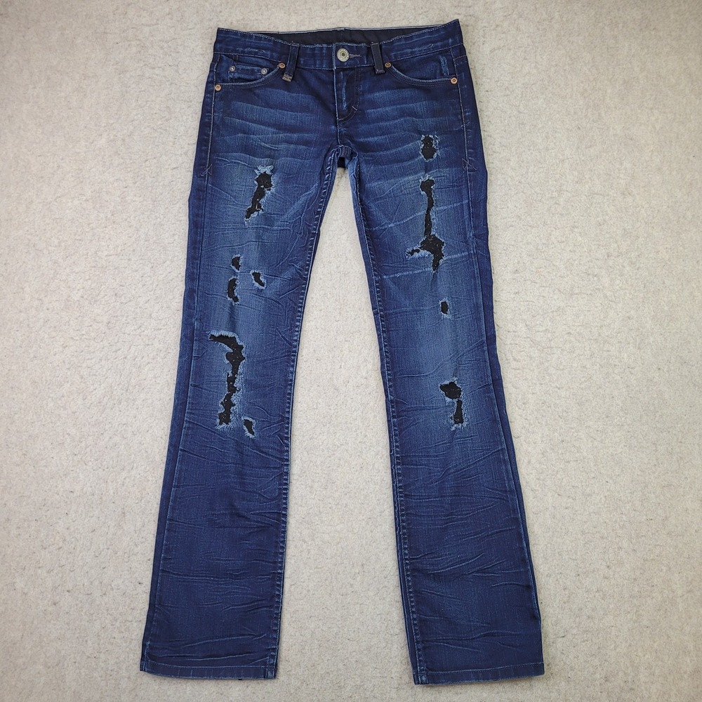 Armani Exchange Jeans Womens 4‎ Short Blue Black Destroyed Made in USA